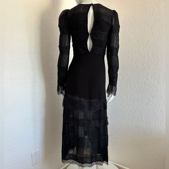 CLEOBELLA Dress Black Haven Lace & Swiss Dot Midi Dress Size XS • FLAWED - Picture 5 of 16